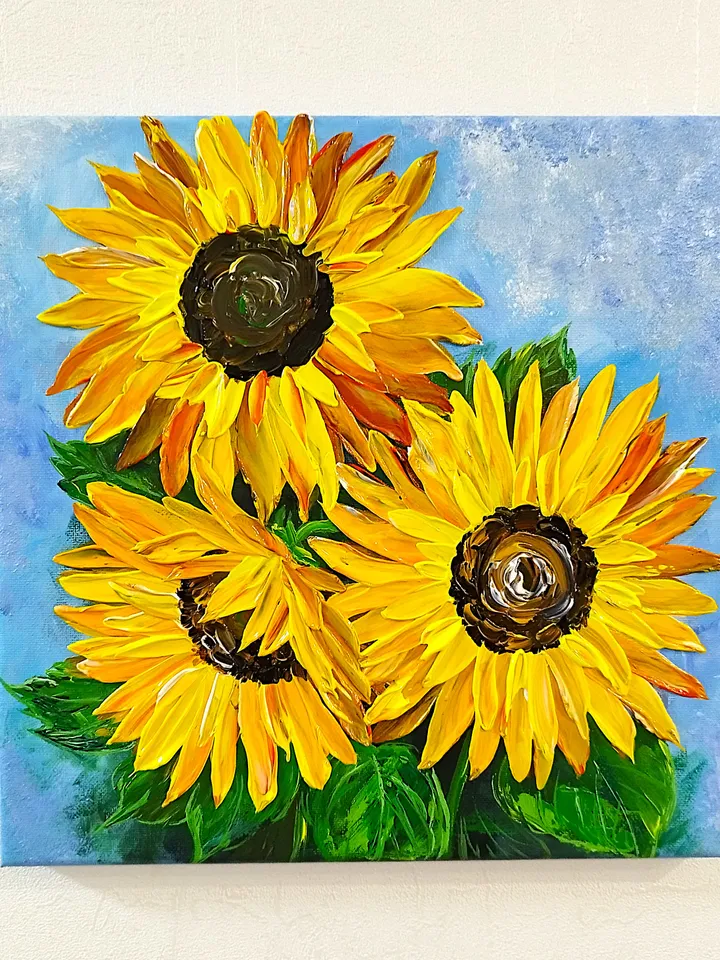 Sunflowers painting textured art wall decor Artwork