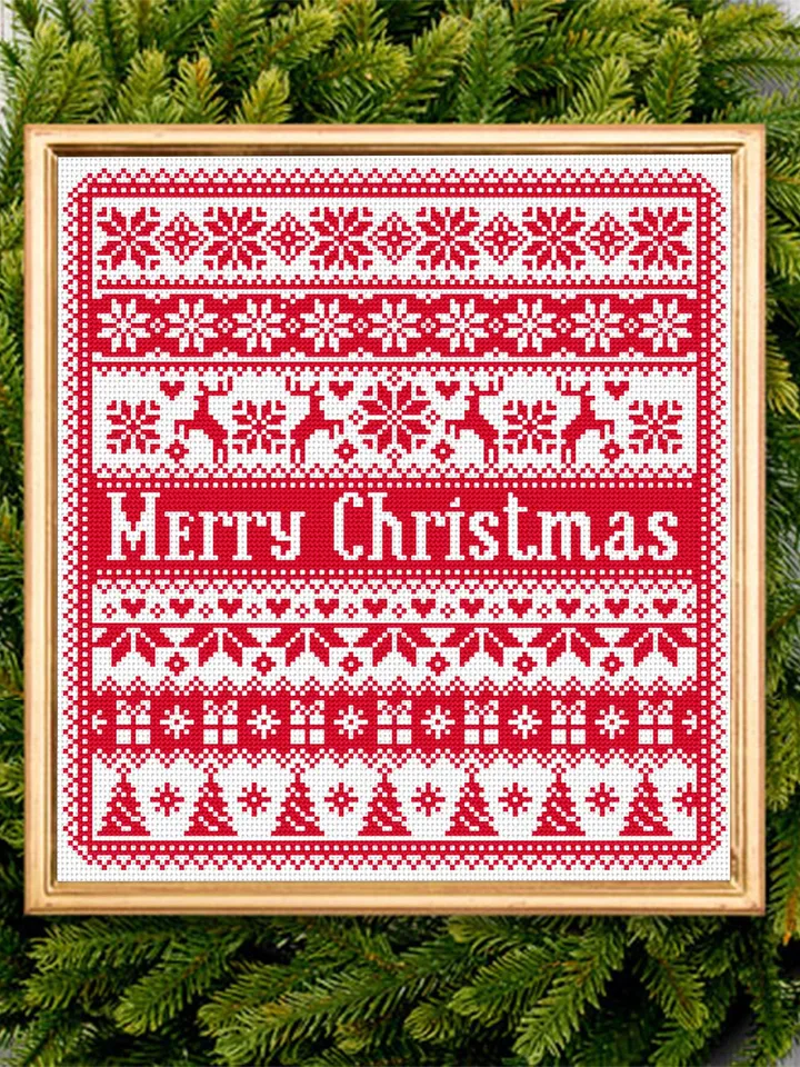 Scandinavian Christmas cross stitch pattern PDF download, Quaker sampler cross stitch chart, Nordic Christmas pattern digital PDF #N72