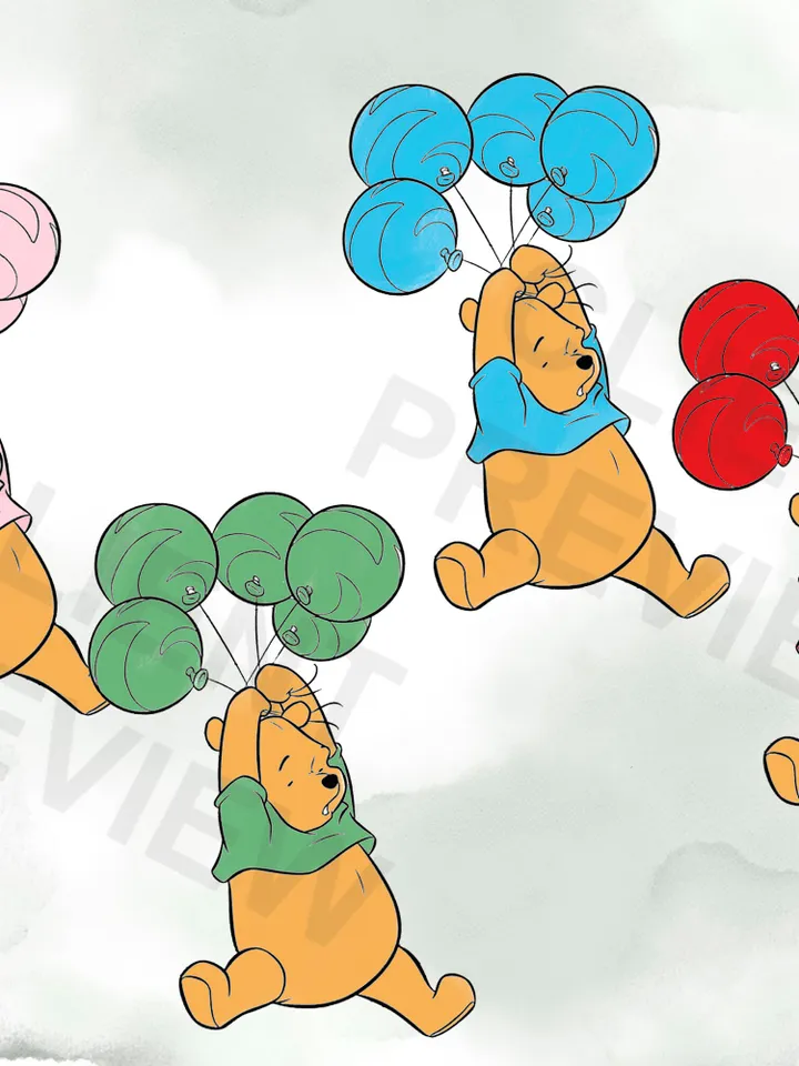 Winnie the Pooh clip art png watercolor; COMMERCIAL USE; Pooh Baby shower; Winnie Pooh Birthday scrapbooking stickers