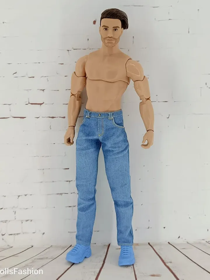 Light blue jeans for Ken with an athletic body type