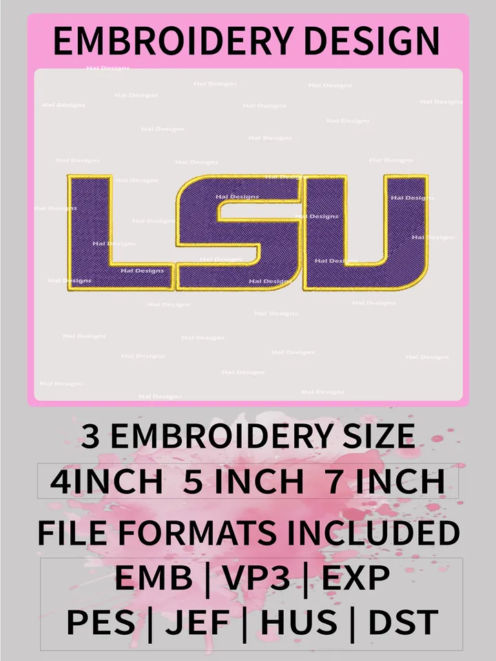 NCAA LSU Tigers Embroidery File, 3 Sizes, 6 Formats, NCAA Machine Embroidery Design, NCAA Logo, NCAA Teams
