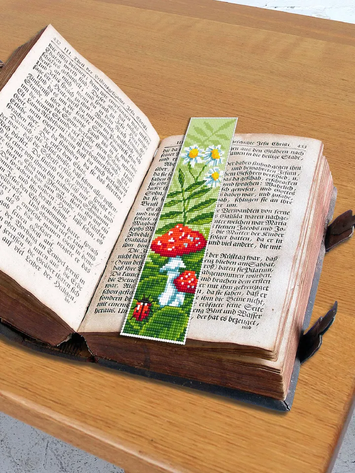 Mushroom bookmark cross stitch download PDF Magic Mushroom cross stitch Floral embroidery Summer cross stitch chart Book lover gift #B47