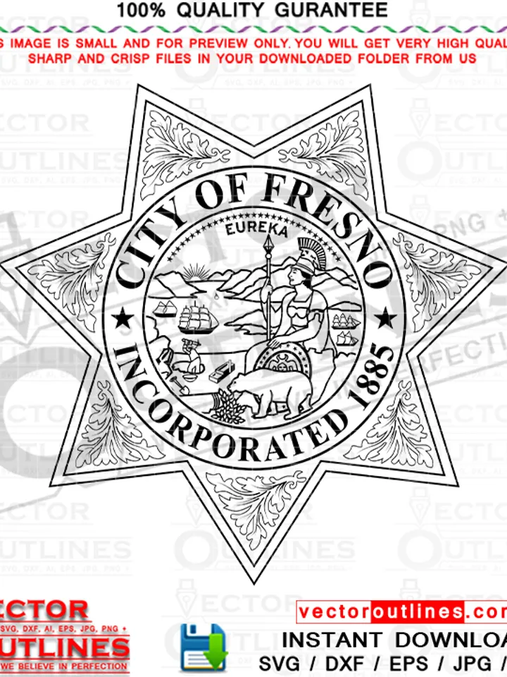 City of Fresno Seal With 7 Pointed Sheriff Star Badge