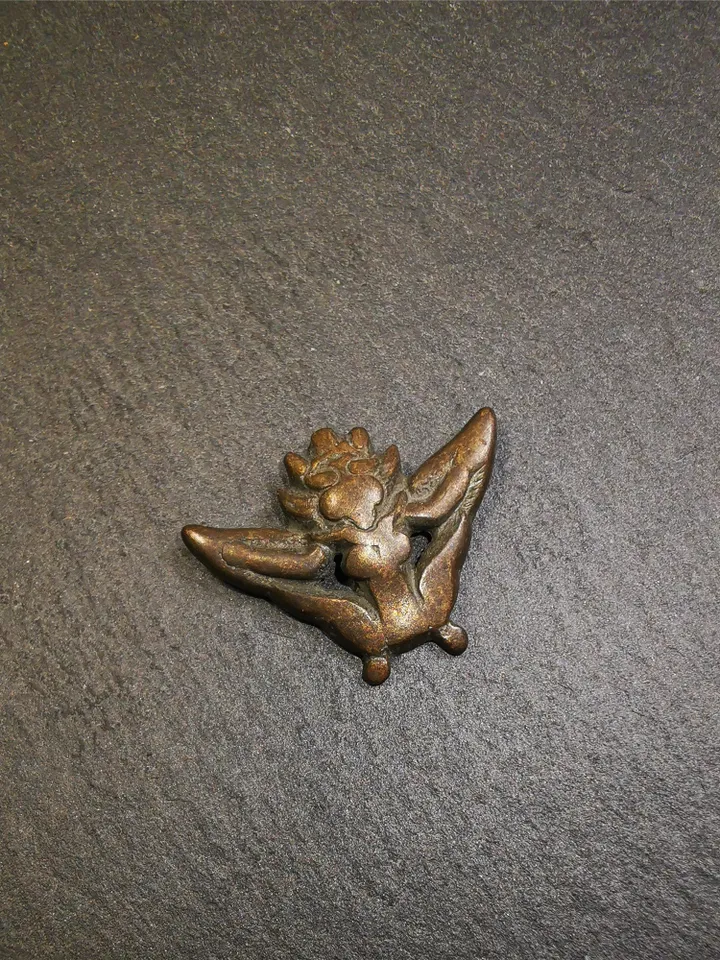 Gandhanra Antique Tibetan Buddhist Amulet Pendant,Garuda,Garula,Suparna,Golden-winged Bird,Made of Thokcha, 0.67"