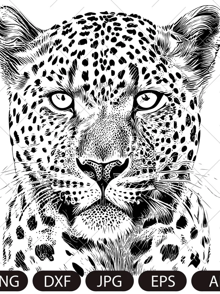 Leopard head/ Cut files for Cricut/ Clip Art silhouette (eps, svg, pdf, png, dxf, jpeg).