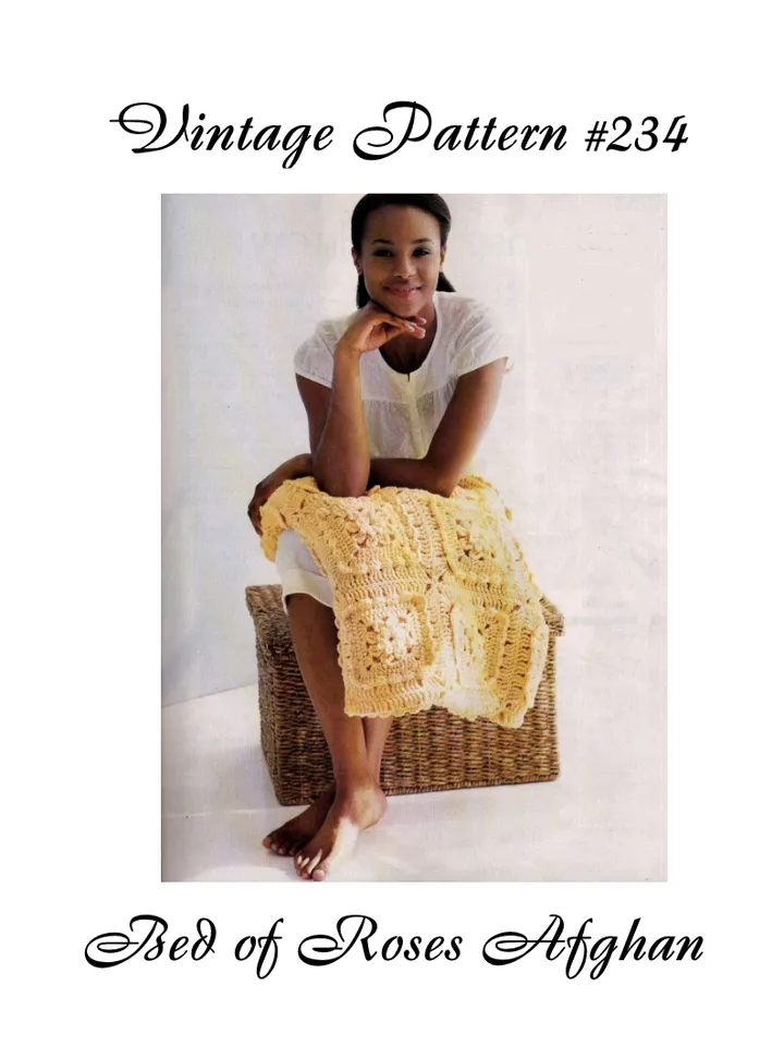 Bed of Roses Afghan Vintage Crochet Pattern 234