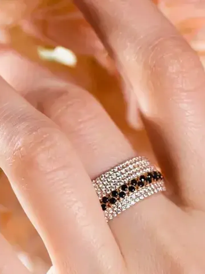 Ring 925 silver gold plated with spinel and cubic zirconia
