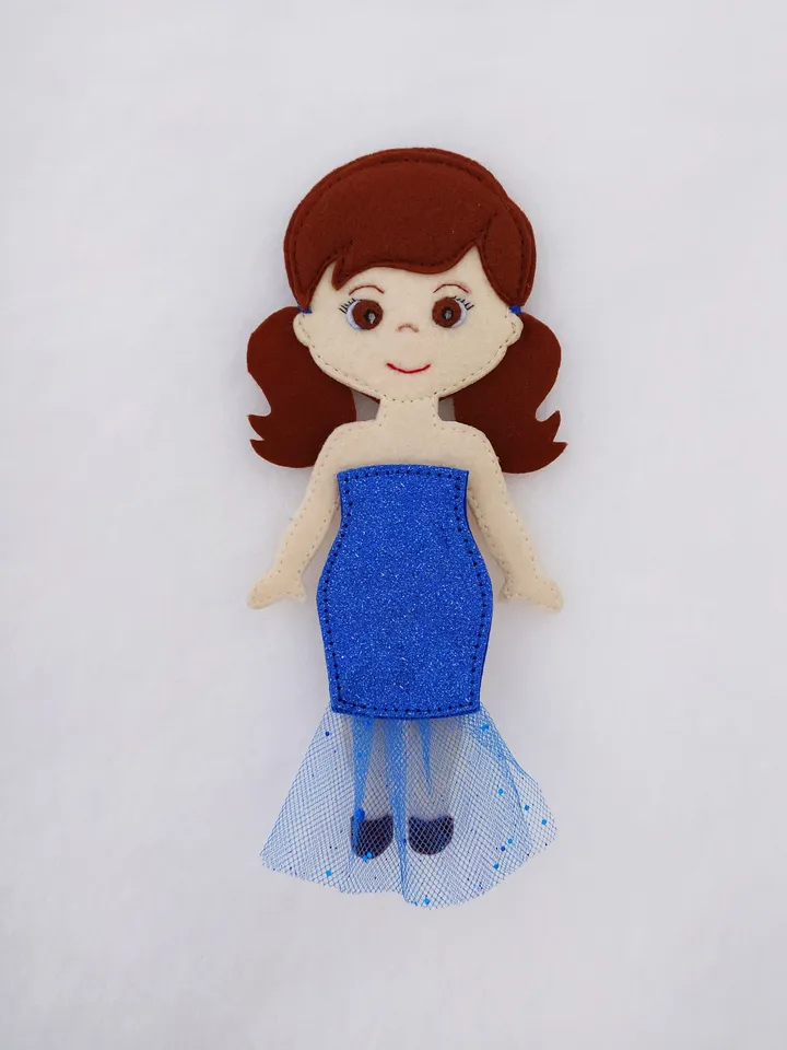 Felt doll pattern and 8 sets of clothes, Felt dress up doll pattern, Felt Pattern pdf for girl