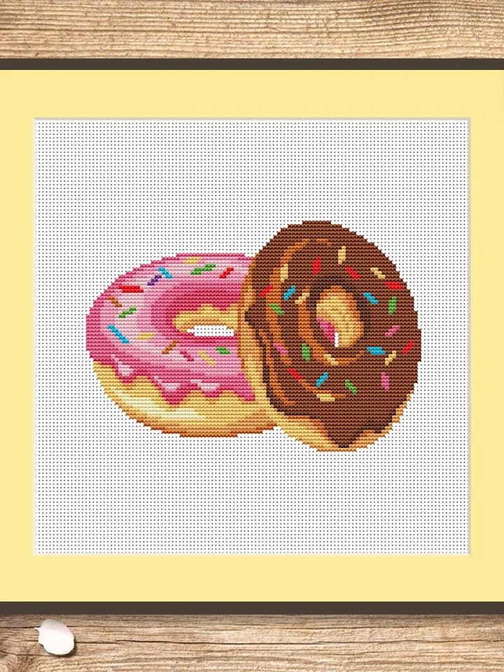 Set of 2 Donuts Cross Stitch Pattern, Kitchen Cross Stitch, Embroidery Donut, Dessert Cross Stitch Pattern, Modern Cross Stitch #kt019