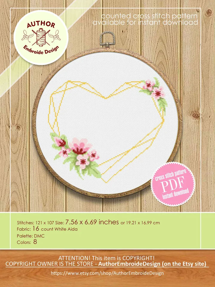 Floral heart frame cross stitch pattern download PDF Your text here, Wedding cross stitch, Valentine stitch, Flower wreath cross stitch #Y5