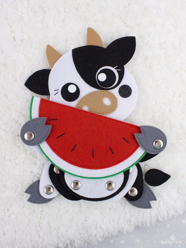 Felt Cow - Sewing Pattern - Articulated toy