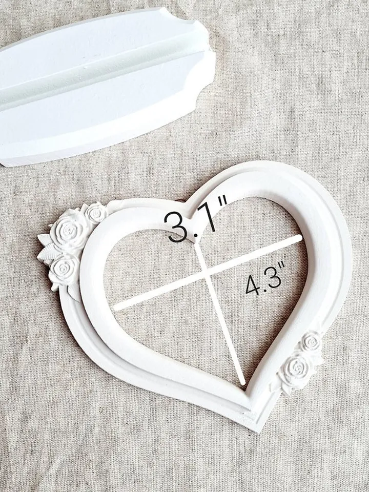 White shabby chic frame Heart frame with holder Wedding photo frame Desk frame