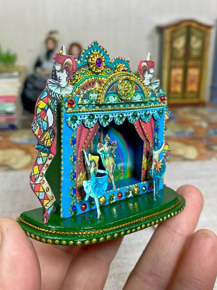 Tutorial. Puppet theater. Dollhouse miniature. 1:12. Two sizes.