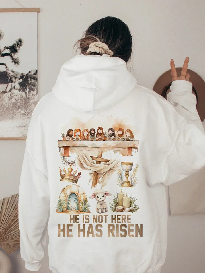 He is not here,he has risen png,Risen png,thorn of crown png,sheep png,retro easter doodle png,Easter Christian Png,Easter bible verse png