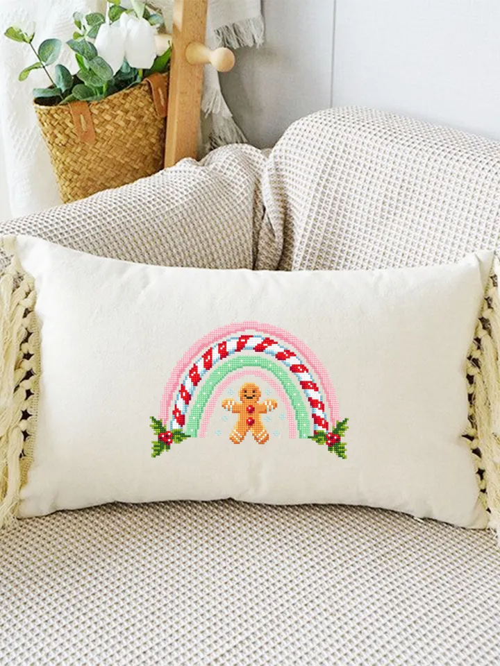 Christmas rainbow cross stitch pattern PDF download Gingerbread man cross stitch chart, Christmas pattern digital PDF, Sweet Christmas #N136
