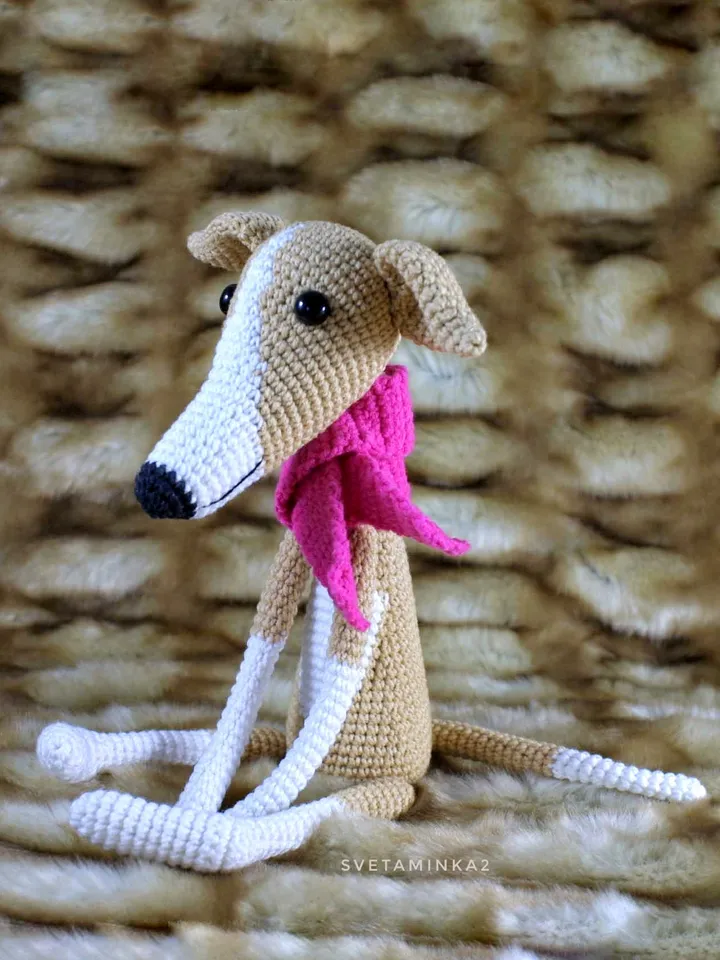Greyhound Crochet Pattern, Whippet, Sighthound, Galgo, Italian Greyhound, Lurcher Amigurumi Dog. Digital Download. PDF.