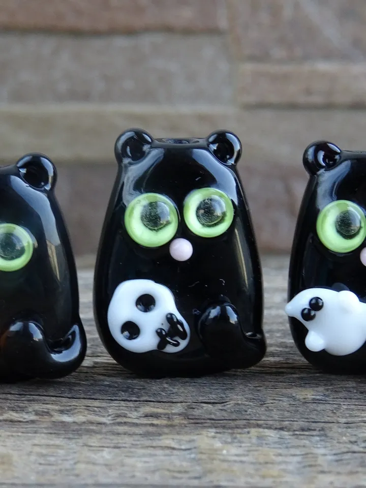 GLASS FIGURINES Cat figurine Miniature cat gifts BLACK cat decor Miniature animals Tiny glass animals Halloween decoration Glass cat art