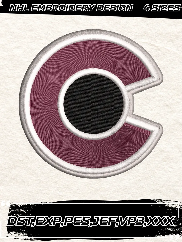Colorado Avalanche Secondary Logo Embroidery Designs,NHL Logo Embroidery Files, Machine Embroidery Design File, 4 Sizes,Digital Download