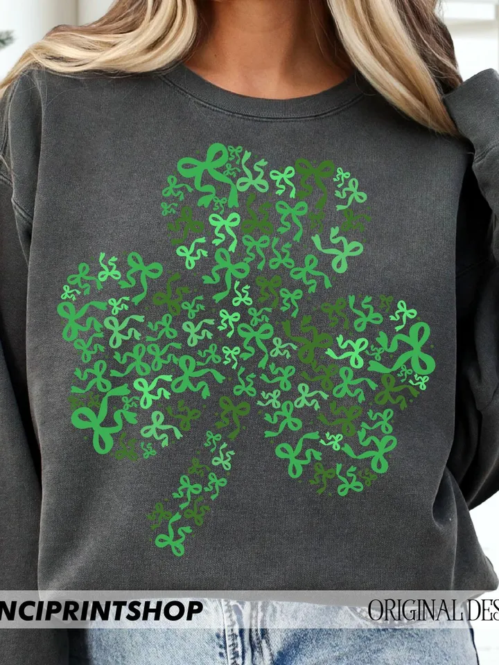 2 files, St Patricks Day Coquette PNG, Lucky Shamrock PNG, St Patricks Png, Lucky Png, Irish Png, Clover Png, Retro St Patricks, Green Bow