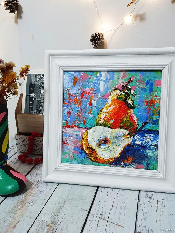 Juicy pears oil painting
