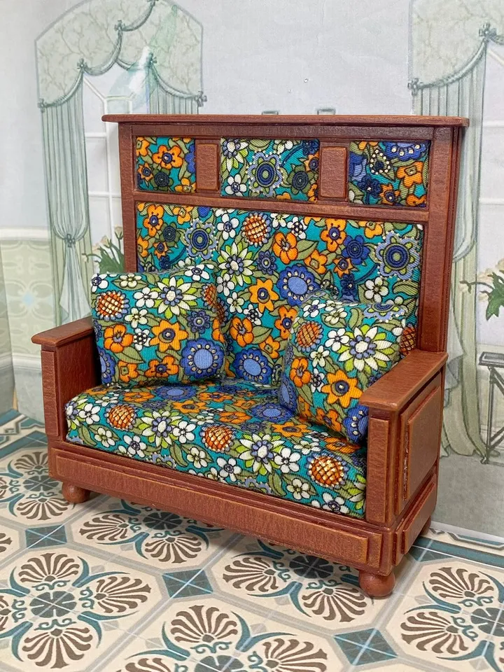 Sofa for dollhouse. Handmade. 1:12.