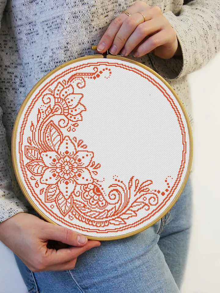 Floral mandala cross stitch pattern digital PDF Awesome cross stitch flowers Modern embroidery beginners Flower ornament xsitch chart #M150