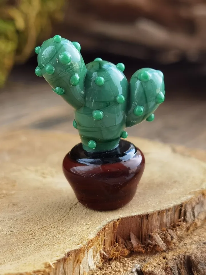GLASS FIGURINES Cactus figurine Tiny cactus miniature cactus Blown glass art cactus ornaments Aquarium decor Cacti Succulent Dollhouse decor