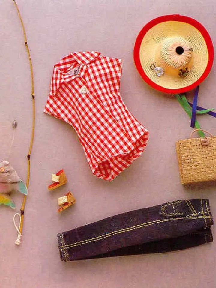 Vintage Barbie Sewing Pattern Picnic Set Wardrobe Clothes for Dolls 11-1/2" Digital Download PDF