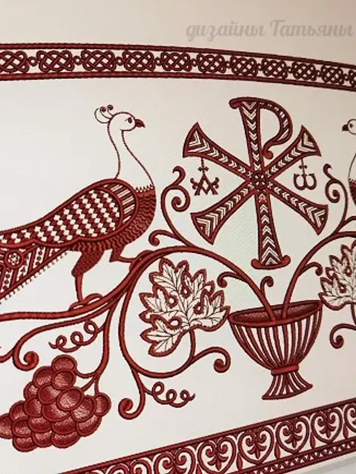 Birds and pattern. Designs for an industrial embroidery machine.