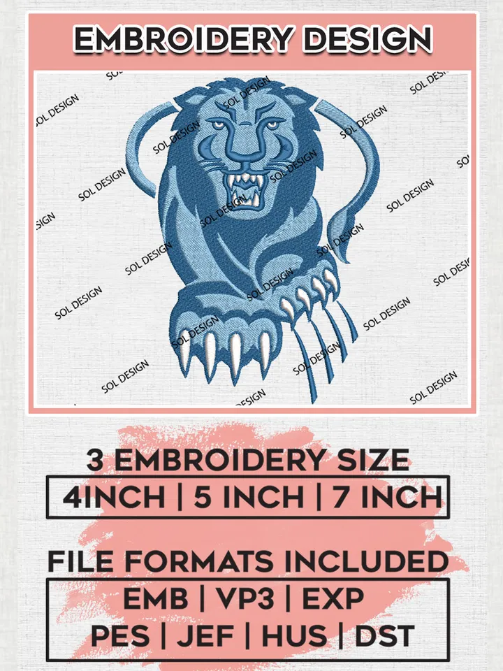 NCAA Columbia Lions Football Team Logo Embroidery Design Files, NCAA Columbia Lions Machine Embroidery, NCAA Teams, Game Day, 3 sizes, NCAA Machine embroidery designs, Digital Download