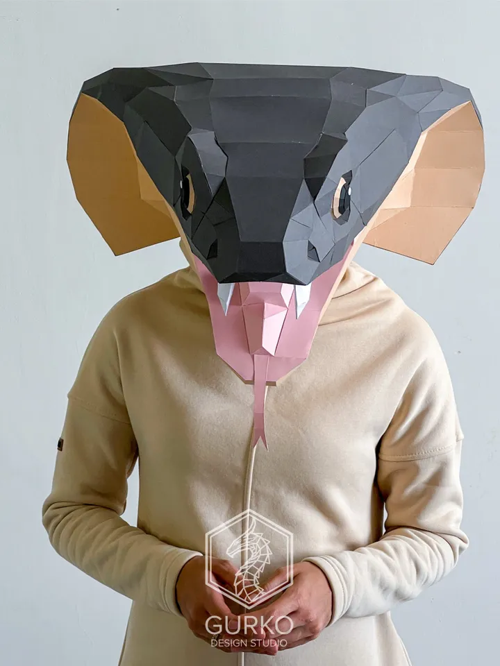 Cobra Mask Papercraft, Snake, Digital Template, PDF Download, Gurko, 3D Low Poly Animal Mask, DIY Origami, Pepakura, Paper Mask, DIY Costume