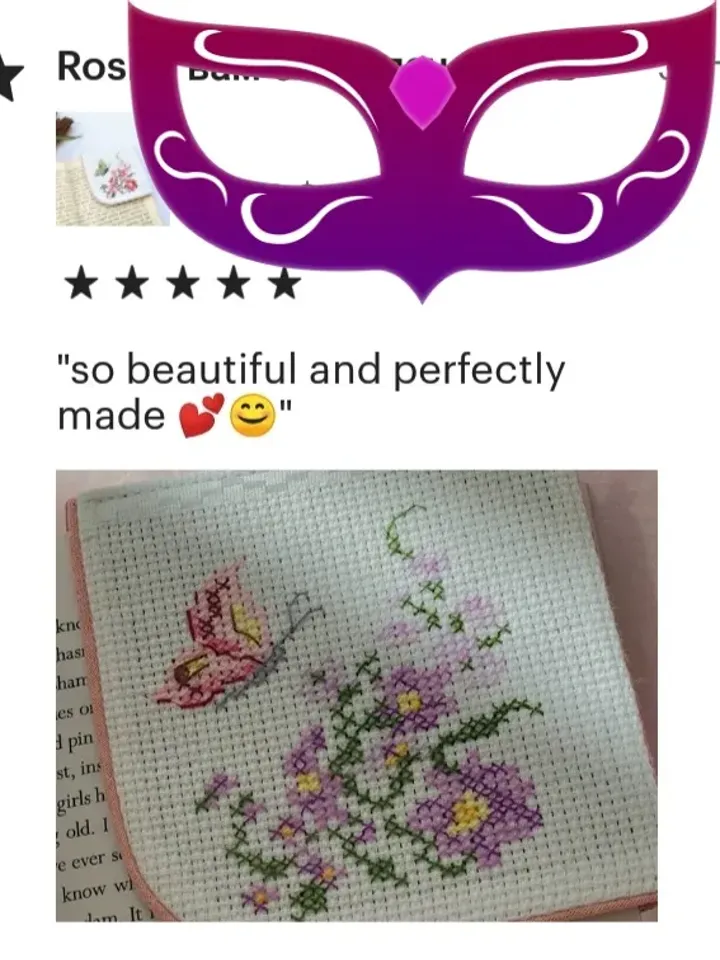 Personalized bookmark with flowers and butterfly, Hand embroidered gift for mom