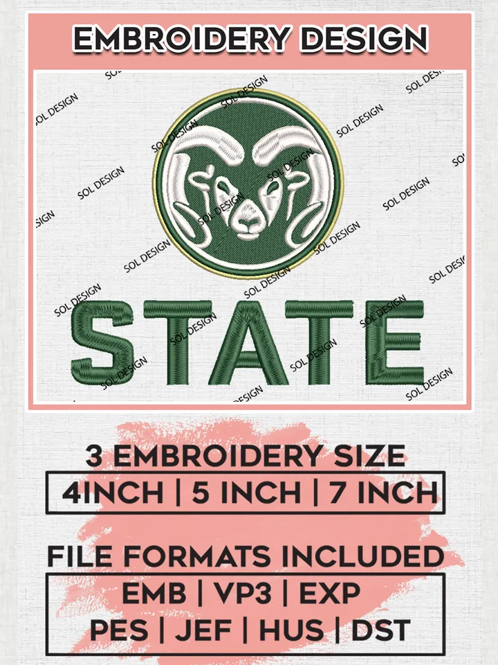 Colorado State Rams Football Team Logo embroidery designs, NCAA Colorado State Rams Logo Machine embroidery files, NCAA Team Logo embroidery designs, NCAA Game Day Machine embroidery designs, Digital Download
