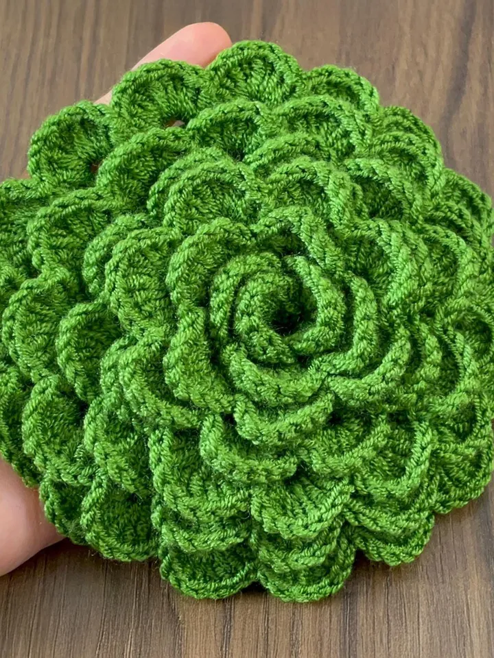 Crochet Rose and Succulent Coaster PDF Pattern, Layered Flower Crochet Design, DIY Home Decor and Handmade Gift for Nature Lovers