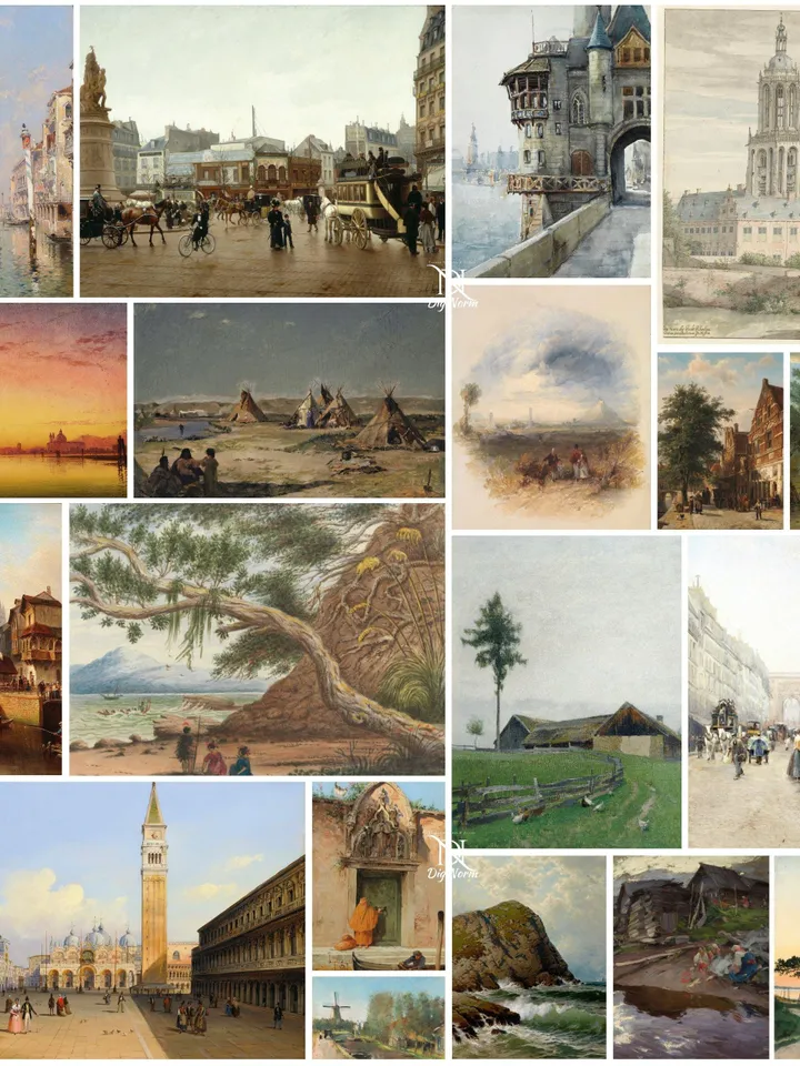 43500+ Antique Landscape Poster Pack Digital Country Nature Prints Bundle Rustic Mountain Art Scenic Wall Decor Printable Vintage Download