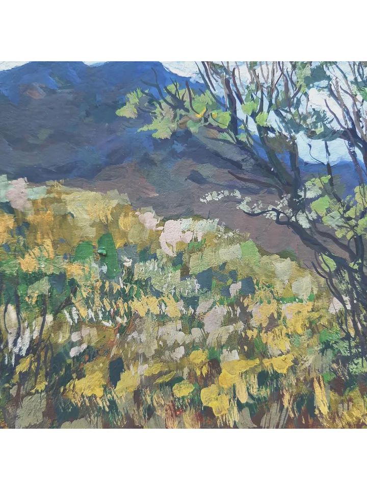 Tree Painting 5x7" Hill Landscape Small Artwork ORIGINAL Painting Impressionist Summer ART Signed by artist Marina Chuchko