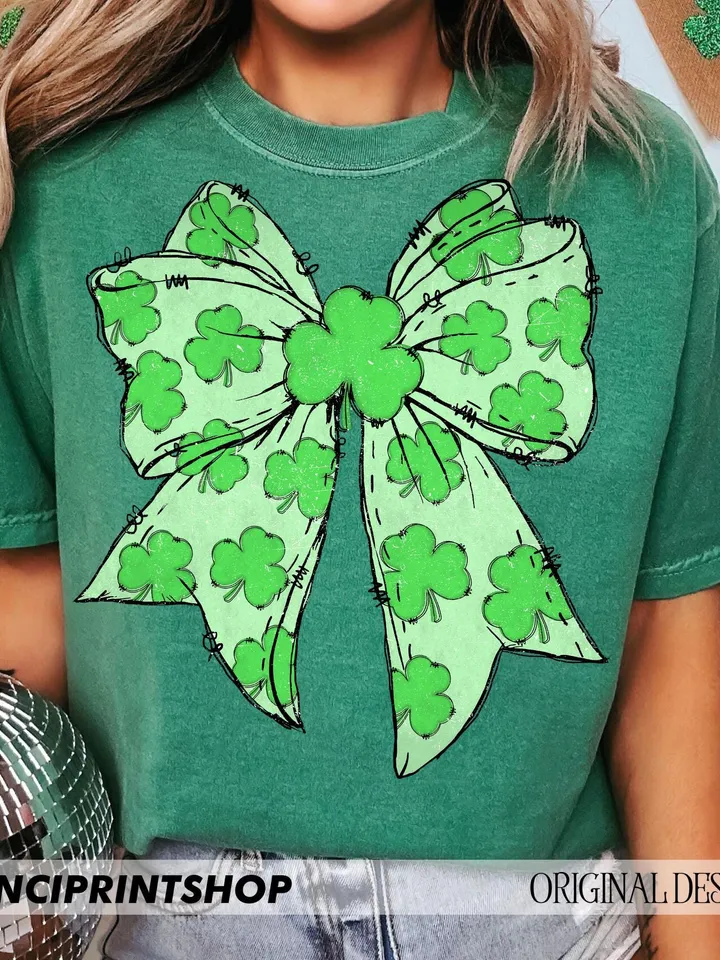 Coquette Patrick's Day Bow Png, Shramrock Lucky Bow Png, Irish Patrick Day Shirt Design, Lucky Shamrock png, St.Patrick's Day png, Lucky png
