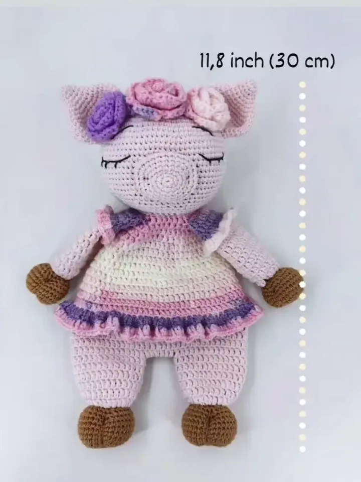 Personalized pig lovey blanket, baby lovely, animal lovely, pig crochet
