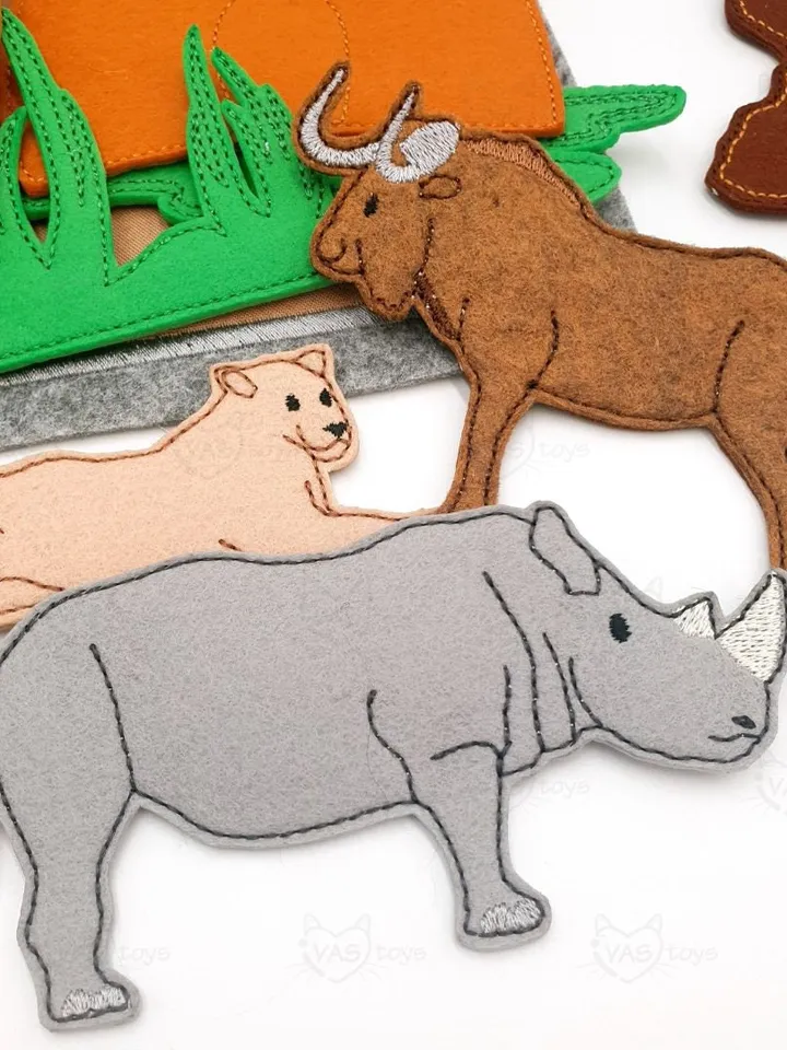 Africa Quiet Book Page & Finger Puppets ITH Embroidery Design, Felt Play Mat Set, Educational Toy, Cultural Learning Digital Download