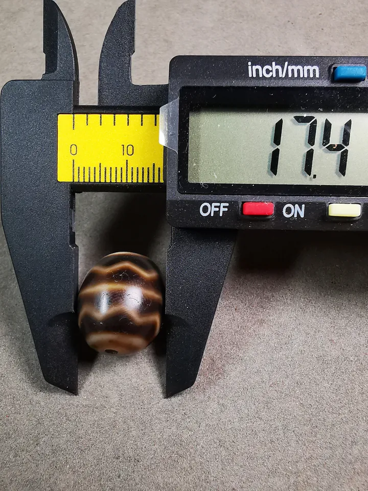 Gandhanra Tibetan Round Fortune Wave Dzi Bead(Darrow or Taklok Dzi),Tibetan Chung,Wealth Amulet,Small Size 20*17 mm