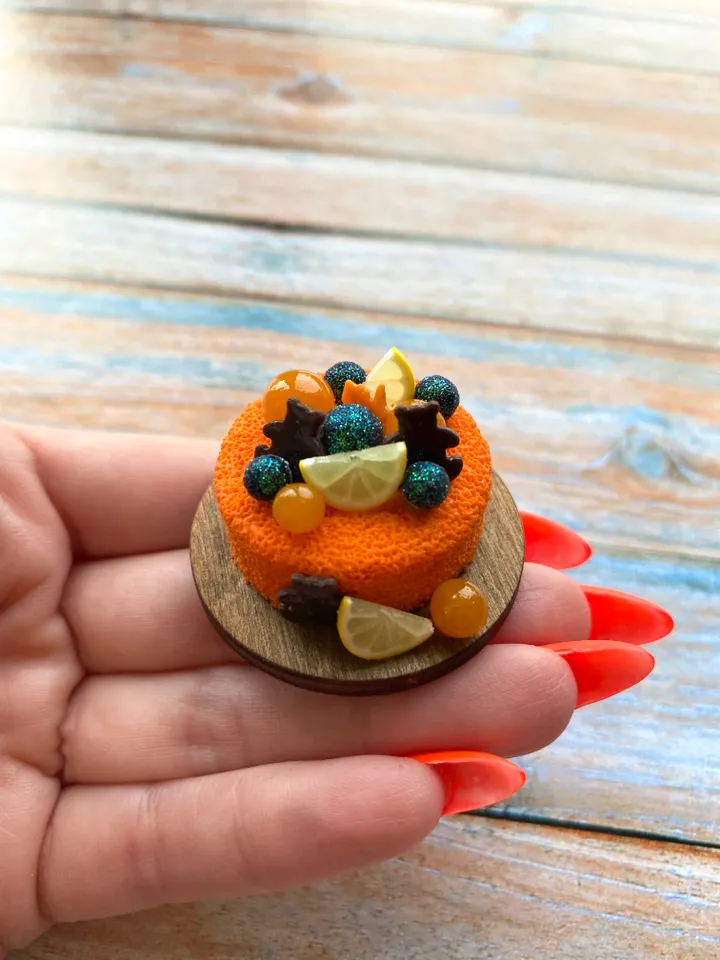 Miniature Halloween Cake with Polymer Clay for Dollhouse Souvenir
