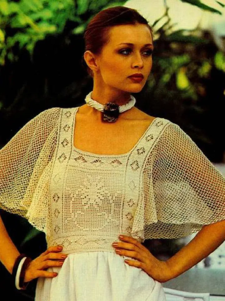 Vintage Crochet Pattern Butterfly Top Digital Download PDF