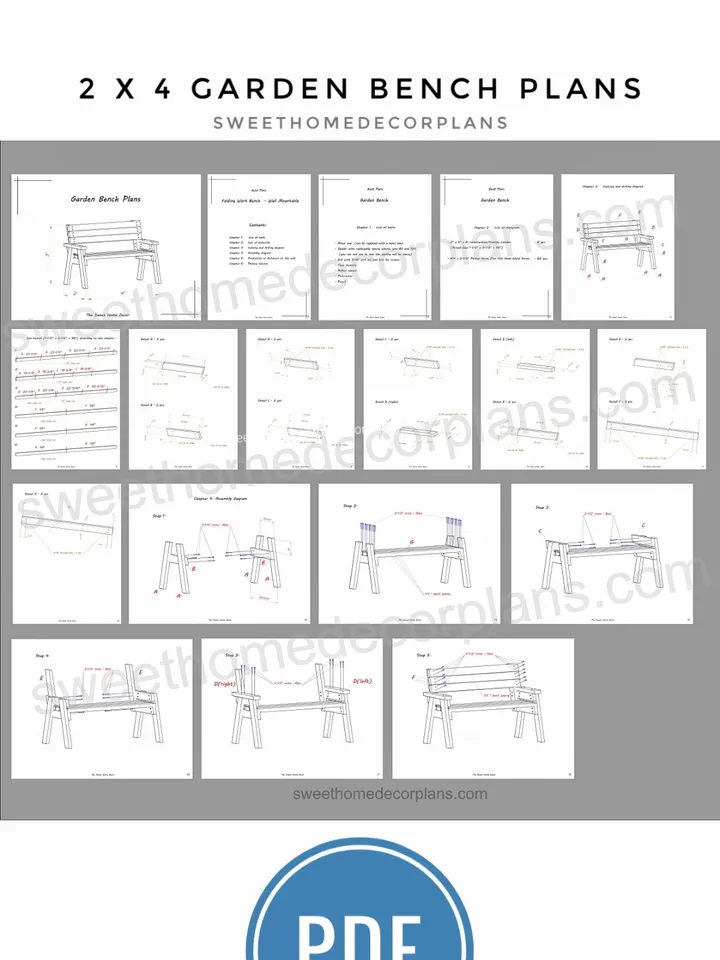 Diy 2 x 4 garden bench plans pdf for outdoor furniture. Wood bench patio furniture plans. Backyard simple wooden bench plans.