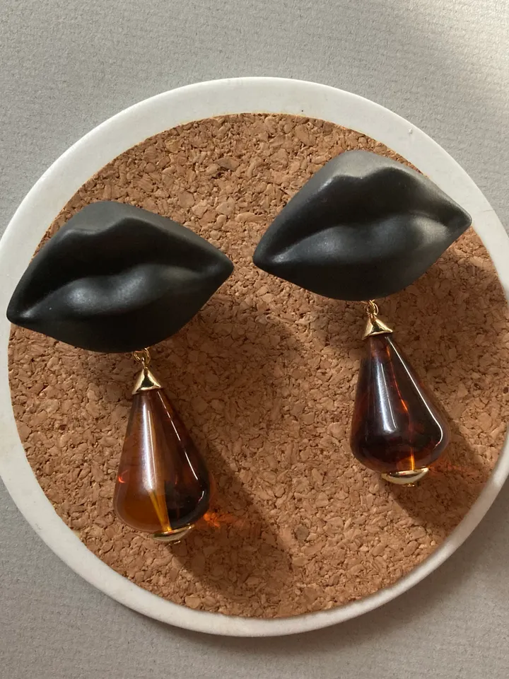 Earrings English biscuit porcelain