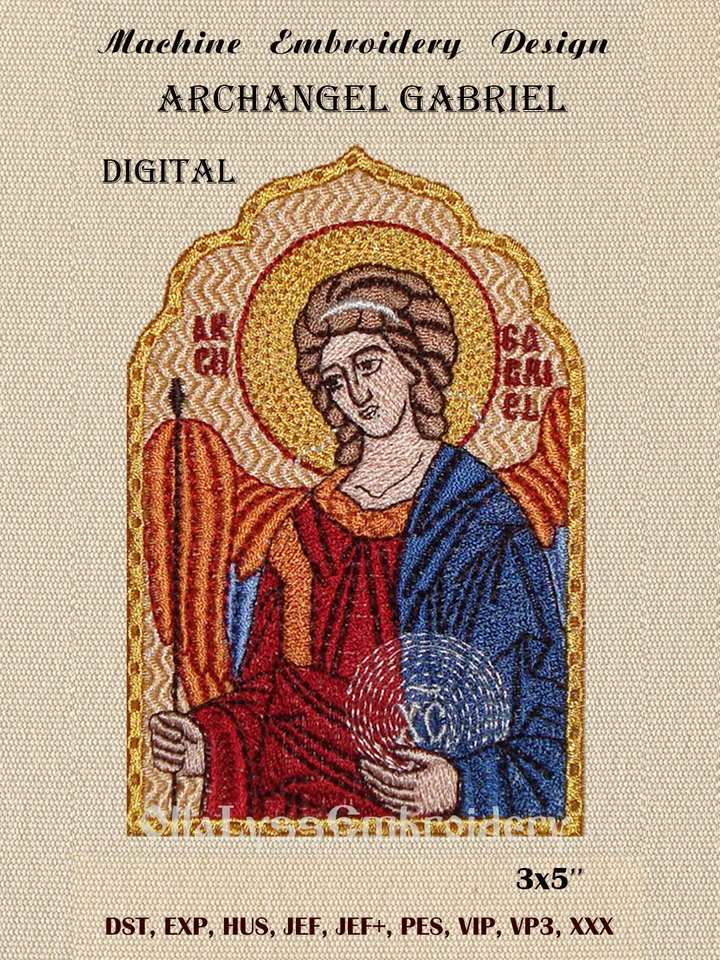 Archangel Gabriel embroidery design