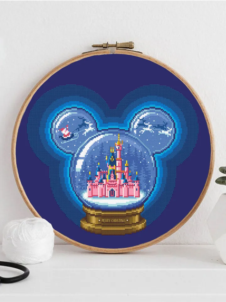 Christmas glass ball cross stitch pattern download PDF Fairy castle cross stitch chart, Christmas mouse pattern PDF Christmas ornaments #N92