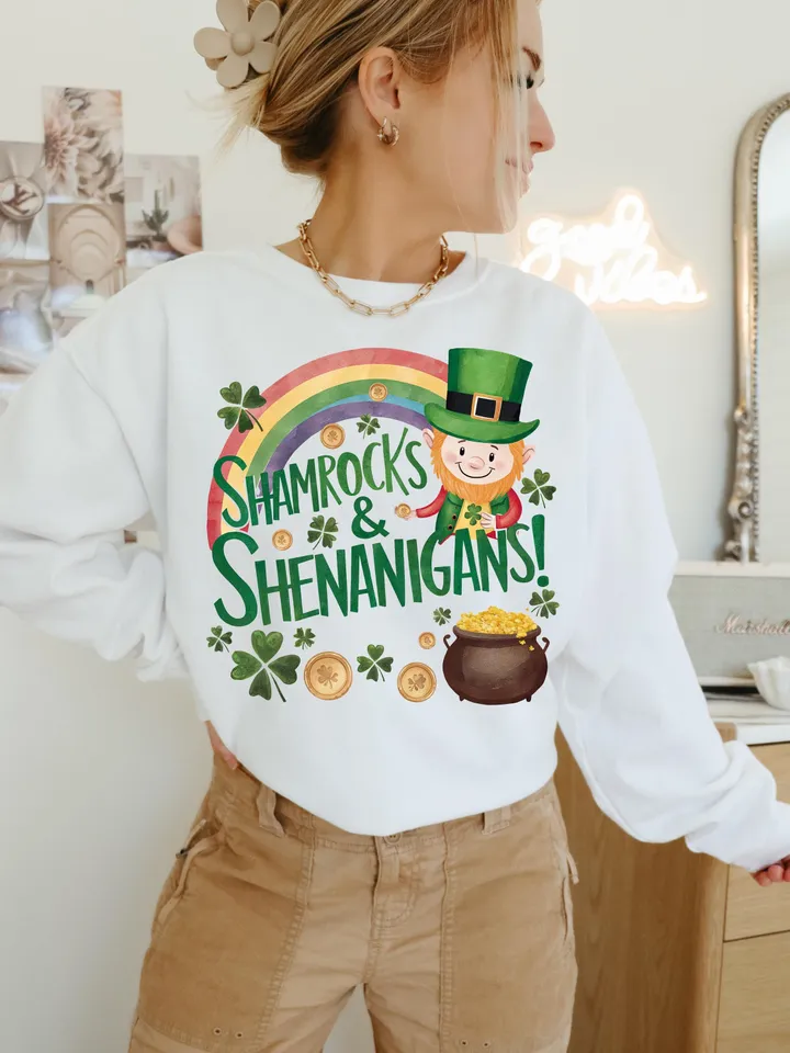 Shamrocks Shenanigans St Patrick's Day PNG, Rainbow Gold Pot png, Lucky Kids st patty Png, Shamrock PNG, St Patricks Png, Lucky Charm Png