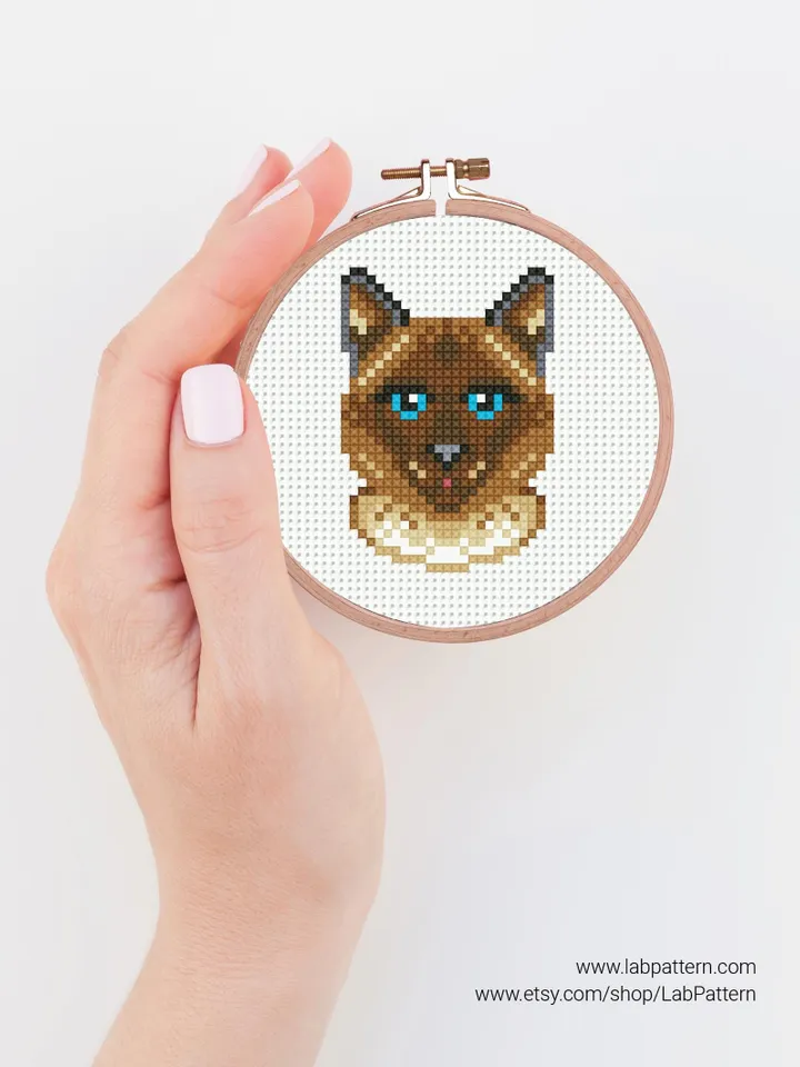 Bundle of 4 mini breed cat Cross stitch pattern, kitten, animals, beginner counted, modern chart, gift DIY, embroidery, instant PDF