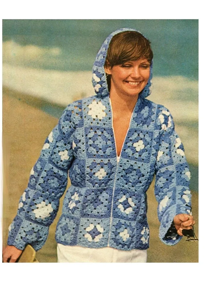 Granny squares hoodie, granny squares cardigan, crochet pattern cardigan squares pdf