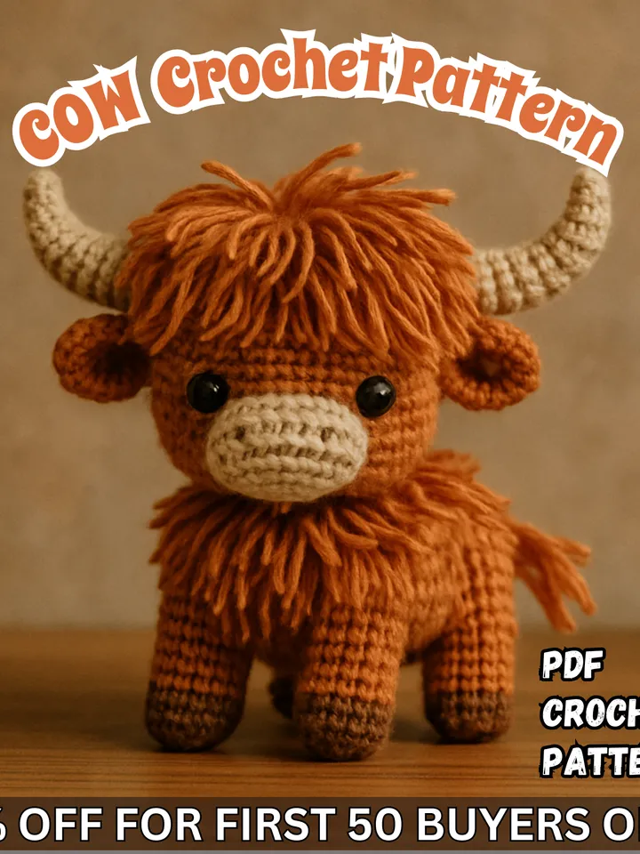Highland Cow Crochet Pattern: Amigurumi Scottish Plush (PDF
